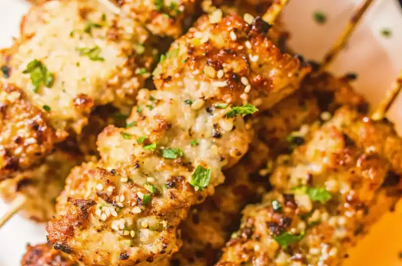 Grilled Ranch Garlic Parmesan Chicken Skewers