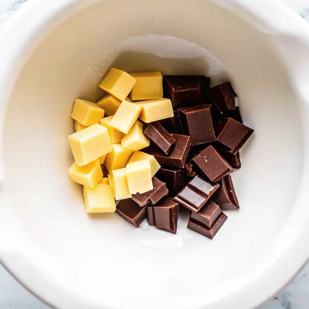 melting dark chocolate and butter in a bowl