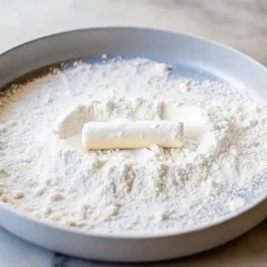 Roll sticks in flour