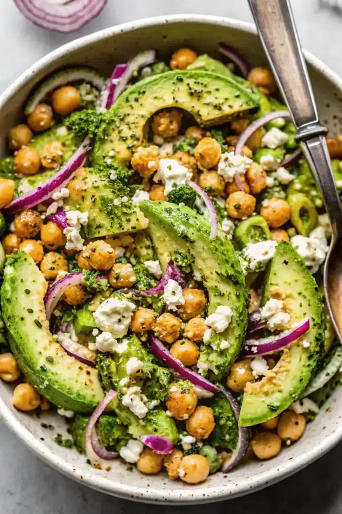 Chickpea Feta Avocado Salad Ready to Serve