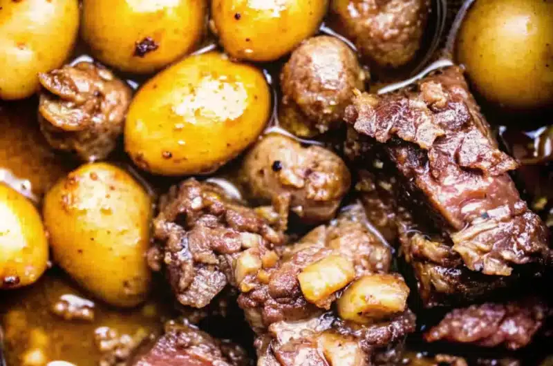 Crockpot Garlic Butter Beef Bites with Potatoes