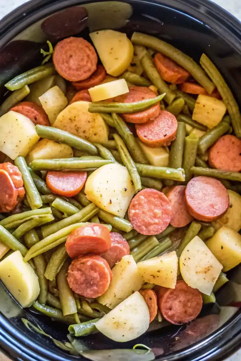 Crockpot Kielbasa and Green Beans