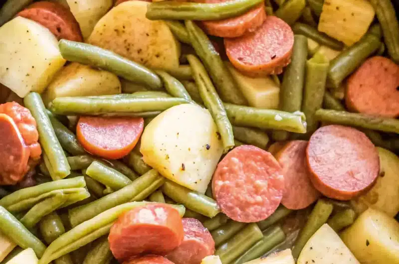 Crockpot Kielbasa and Green Beans