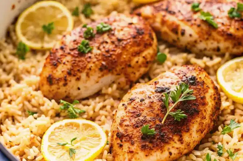 Slow Cooker Lemon Herb Chicken and Rice