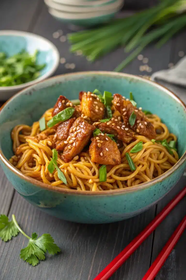 Sticky Garlic Chicken Noodles