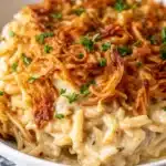 French Onion Chicken Orzo Casserole