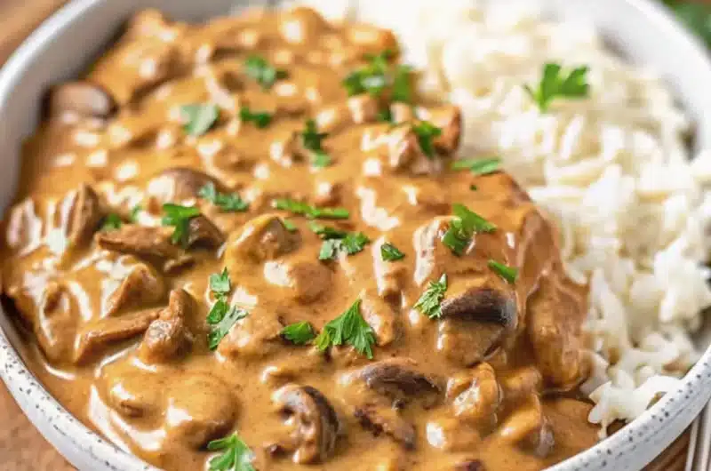Mushroom and Seitan Stroganoff